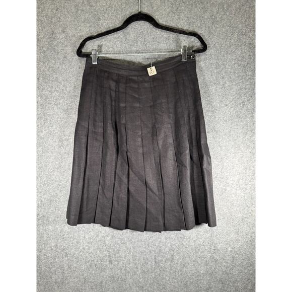 Vintage Neiman Marcus Skirt Set Women 14 Black Linen Pleated Skirt Old Money - Picture 8 of 14